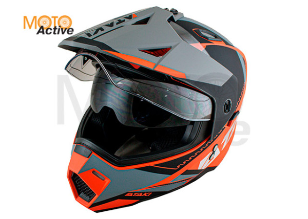 Шлем мотард Ataki JK802 Valor (красный/серый матовый)